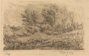 Stojan stromů na řece od Henri-Joseph Harpignies