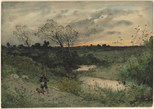 Svítání — Lovec se psem od Henri-Joseph Harpignies