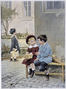 Volný obchod - akvarel od Geoffroye v „“Le Figaro Illustré““, květen 1901 od Henri Jules Jean Geoffroy