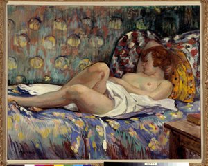Nu Longe Painting od Henri Lebasque (1865-1937) Povinná zmínka: Collection foundation needs de Provence, Marseille od Henri Lebasque