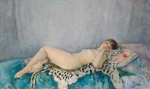 Akt na leopardí kůži, Le Cannet, 1926