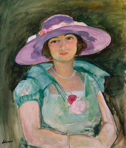 Portrét Marthe Lebasque ve fialovém klobouku, 1925-26 od Henri Lebasque
