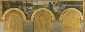 Skica pro Salon des Sciences na pařížské radnici: Korunovace vědy, mezi lety 1888 a 1892 (olej na plátně, čtverec)