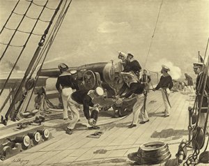 Bombardování Alexandrie, 1882 (hlubotisk)