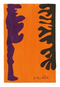 Černé a fialové arabesky na oranžovém pozadí od Henri Matisse