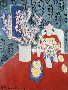 Větve švestky na zeleném pozadí od Henri Matisse