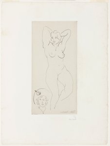 Ženský akt se zdviženýma rukama a hlavou ženy od Henri Matisse