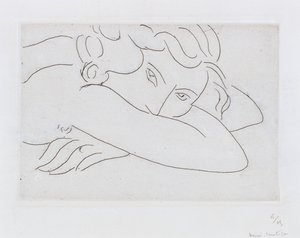 Hlava a ruce ležícího aktu (lept) od Henri Matisse