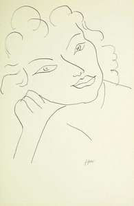 Hlava mladé ženy (pero a černá tuš na papíře) od Henri Matisse