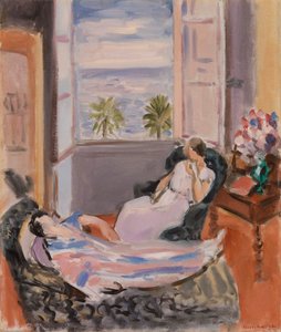 Interiér se dvěma postavami, otevřené okno od Henri Matisse