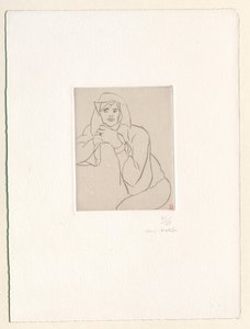 Mladá žena s rukama sepjatýma na opěradle nábytku od Henri Matisse