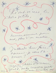 Dopis malíře Florence Gouldové (nar. 1895), 29. července 1948 (pero a pastelka na papíře) od Henri Matisse