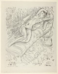 Odpočívající akt na lenošce s pozadím mašrabíje od Henri Matisse