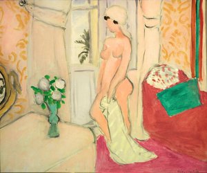 Růžový akt aneb Mladá dívka s vázou květin, asi 1920 (olej na plátně) od Henri Matisse