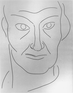 Portrét Charlese Baudelaira (1821-67), ilustrace k Básním Stephana Mallarmea (1842-98) 1932 (pero a tuš na papíře) (čb fotografie) od Henri Matisse
