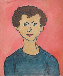 Portrét s kudrnatými vlasy, námořnický modrý svetr od Henri Matisse