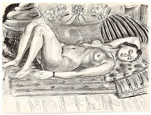 Ležící akt na podprsence, asi 1926-1927 (pero a tuš na papíře) od Henri Matisse