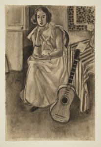 Sedící model s kytarou od Henri Matisse