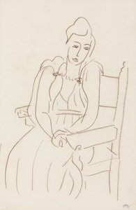Sedící žena (hnědá vosková pastelka na papíře) od Henri Matisse