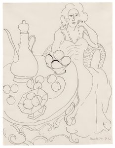 Sedící žena před servírovacím stolem od Henri Matisse
