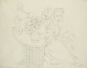 Sedící žena s vázou s tulipánem od Henri Matisse
