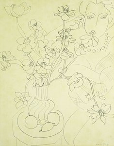 Studie pro sasanky a ženu, Harmonie v modrém od Henri Matisse