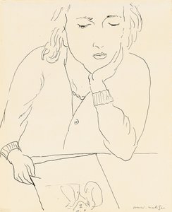 Čtoucí žena (pero a tuš na papíře) od Henri Matisse