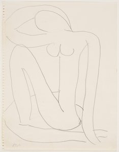 Sedící žena s rukou na hlavě (tužka na papíře) od Henri Matisse