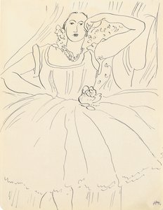 Žena ve večerních šatech (pero a tuš na papíře) od Henri Matisse