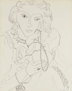 Žena v košili s volánky a perlovým náhrdelníkem od Henri Matisse