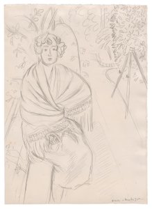 Žena se šátkem v zahradě od Henri Matisse