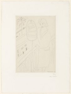 Mladá žena na balkoně pozorující andulky od Henri Matisse