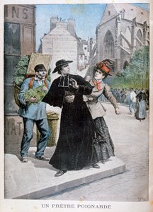 Katolický kněz je pobodán ženou na ulici, Francie, 1897 od Henri Meyer
