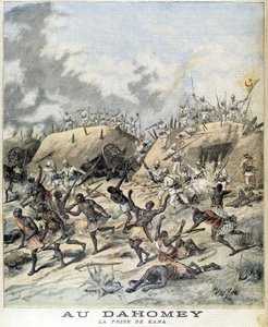 V Dahomey (nyní Benin), zajetí Kana - v „“Le Petity Journal““ z 19.11.1892 od Henri Meyer