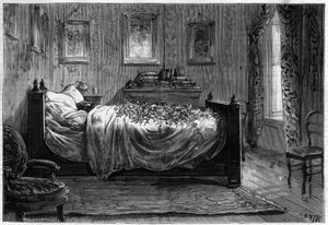 Smrt Leona Gambetty (1838-1882) Francouzský politik - Zádušní komora - v „The Illustrous Journal““ z roku 1883 - kresba Henri Meyer (1844-1899) od Henri Meyer