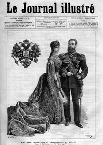 Ruský císař Alexandr III. (1845-1894) a Impress Dagmar z Dánska (1847-1928) - Titulní strana "The Illustrous Diary" z roku 1883 - Kresba Henri Meyer (1844-1899) od Henri Meyer