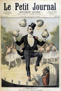 Georges Clemenceau žongluje s librami šterlinků – v „“Le Petite Journal““ z 19.8.1893 od Henri Meyer