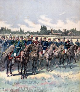 Vojenská revize s generálem Saussierem a zahraničními vojenskými přidělenci, 14. července 1891. od Henri Meyer