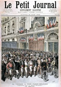 Začátek davu účastnícího se běhu Paříž - Belfort pořádaného PetitJournal - v „“Le petit journal“““ z 18. 6. 1892. od Henri Meyer