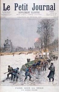 Zamrzlá Seina, zima, Paříž, 1895