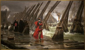 Richelieu na hrázi La Rochelle, obraz Henri Motte (1846-1922)
