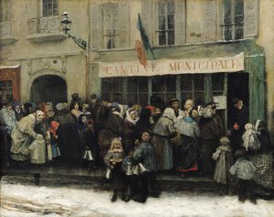 Polévková kuchyně během obléhání Paříže, po roce 1870 (olej na plátně)
