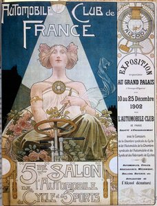 Plakát Automobile Club de France během 5. autosalonu v Grand Palais de Paris v roce 1902, ilustrace Henri Privat-Livemont (1861-1936), Versailles, Městská knihovna - Plakát Automobile Club de France během 5. autosalonu v