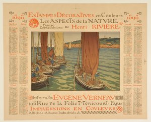 Kalender für 1898: Dekorative Drucke in Farben, Die Aspekte der Natur, zwölf Kompositionen von Henri Rivière od Henri Rivière