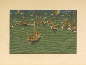 Lodě kotvící v Tréboul od Henri Rivière