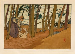 Žena sbírající jehličí (Bords du Trieux, Loguivy) od Henri Rivière