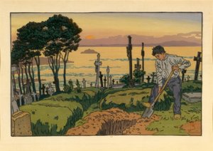 Hrobař na hřbitově Saint-Jean v Tréboul od Henri Rivière