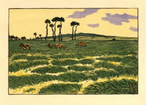 Krávy na poli Garde-Guérin (Saint-Briac) od Henri Rivière