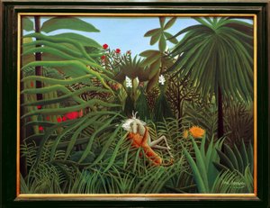 Kůň napaden jaguárem od Henri Rousseau