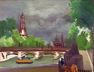 Skica, pohled na Eiffelovu věž a Trocadero od Henri Rousseau